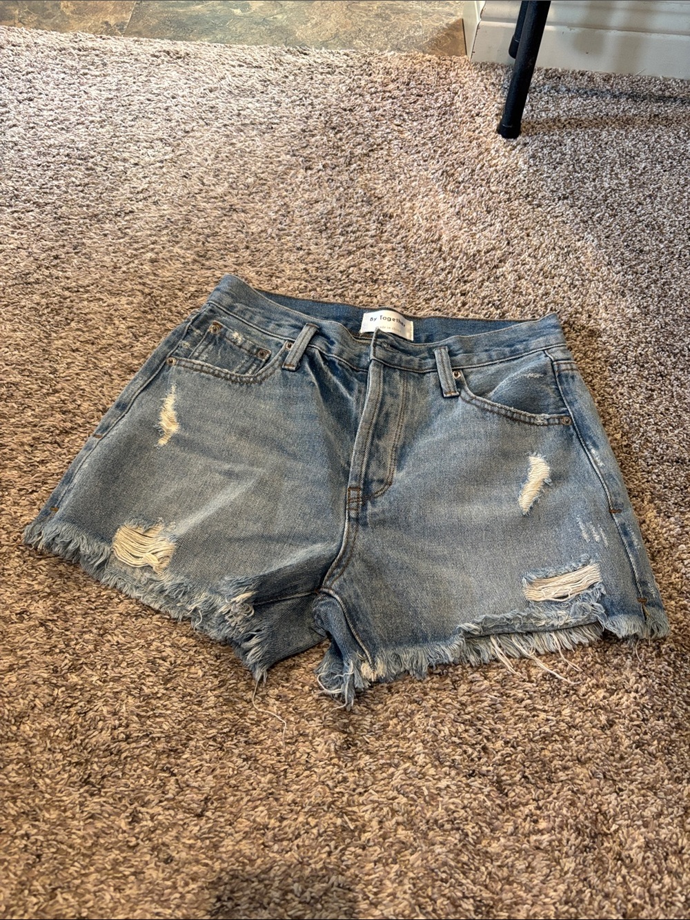 Together Light Blue Distressed Denim Cutoff Shorts